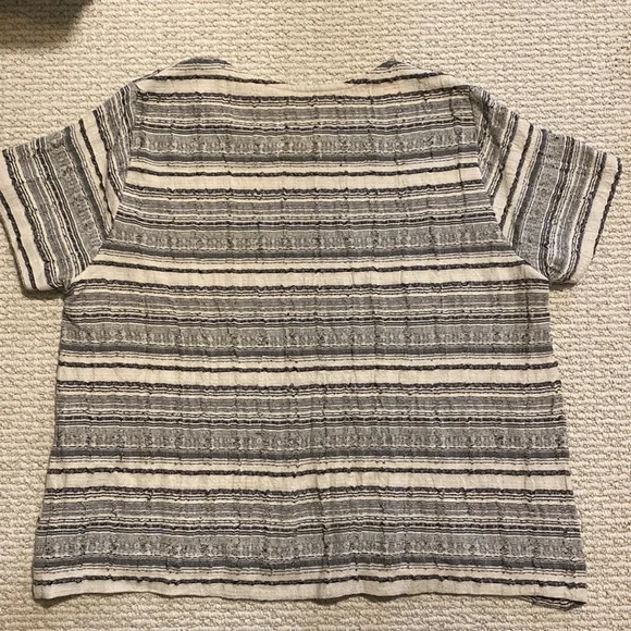 Jamie + the Jones Striped Cotton Crepe Tee Shirt - Picture 6 of 6